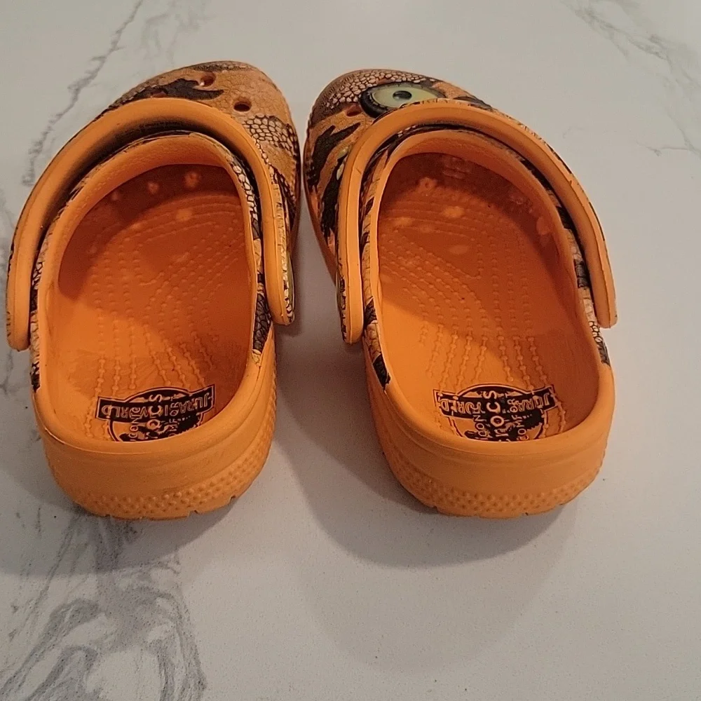 Jurrassic World Crocs Kids  Orange Animal Print Size 7